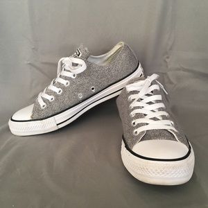 Silver Fabric Low Top Converse